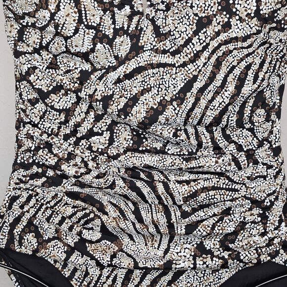 Tommy Bahama Brown Animal Print‎ One Piece Bathing Swim Suit Size 14 - Picture 2 of 4